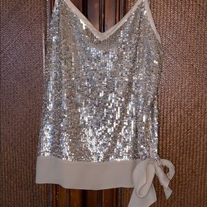 Bebe Gold sequin spaghetti strap blouse